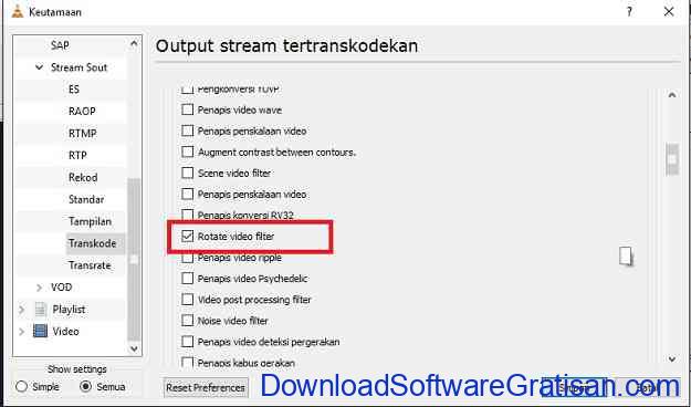 Merotasi Video Dengan VLC Show Output Stream