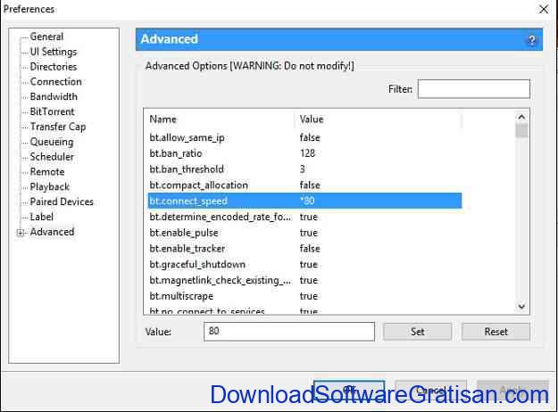 Cara Mempercepat Download uTorrent advanced settings