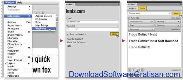 Ekstensi atau Plugin Gratis Photoshop Web Fonts Fonts.com