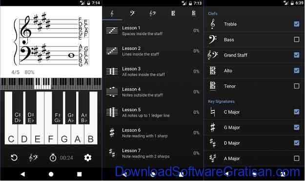 Aplikasi untuk belajar membaca musik Android Vivace Learn to Read Music