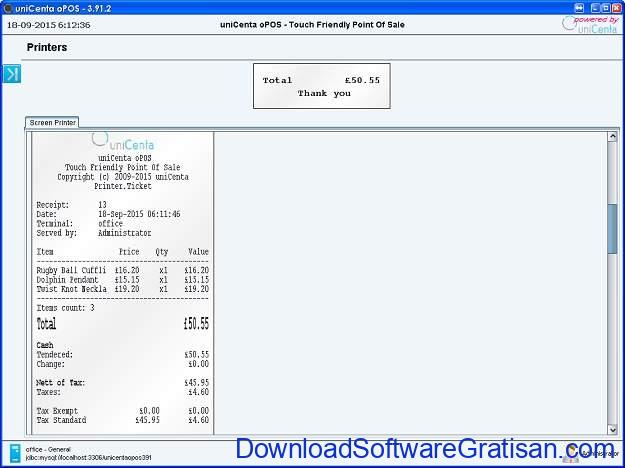 Aplikasi Cetak Struk Nota Kasir Gratis - uniCenta POS