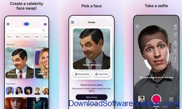 Aplikasi Edit Muka Jadi Artis HP Android - Celebrity Face Swap Photos and Videos
