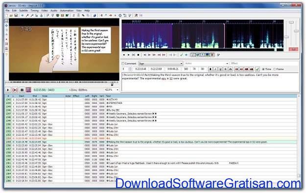 Aplikasi Edit Subtitle Gratis Aegisub Advanced Subtitle Editor