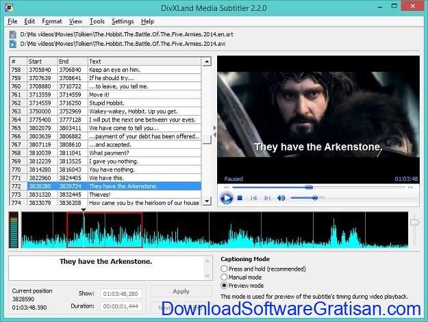 Aplikasi Edit Subtitle Gratis DivXLand Media Subtitler