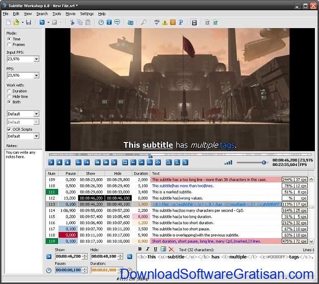 Aplikasi Edit Subtitle Gratis Subtitle Workshop