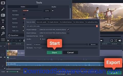 Aplikasi Edit Video Slow Motion PC Gratis Movavi Video Editor - simpan hasil