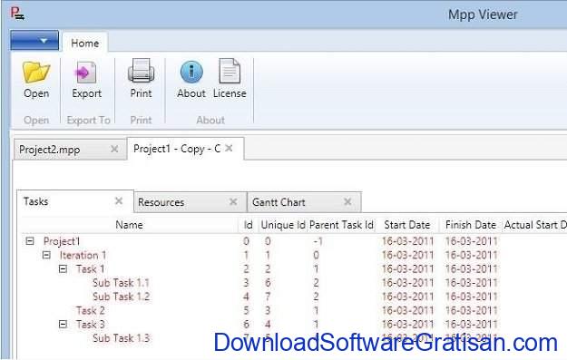 Aplikasi Gratis untuk Membuka File MPP (Microsoft Project) MPP Viewer