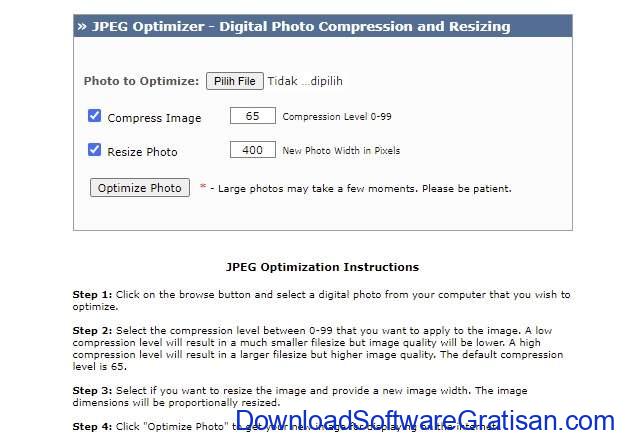 Aplikasi Kompres Gambar Online Gratis Terbaik - JPEG Optimizer