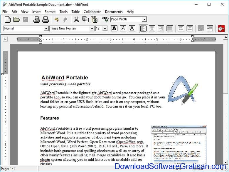 Aplikasi Office Portabel Gratis Terbaik - AbiWord Portable