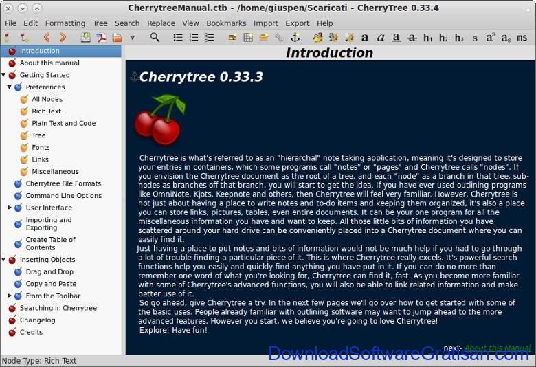 Aplikasi Office Portabel Gratis Terbaik - Cherrytree Portable