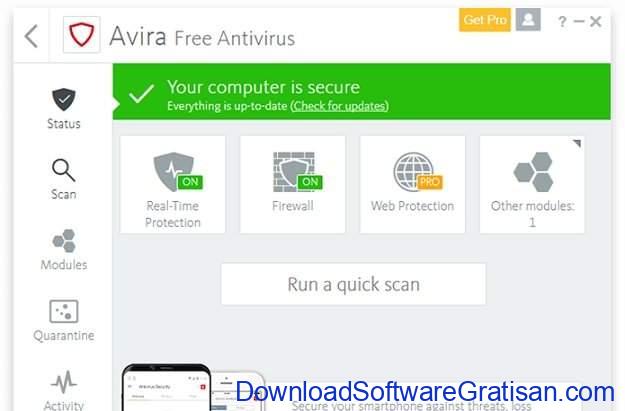 Aplikasi Paket Keamanan Internet Gratis Terbaik Avira Free Antivirus