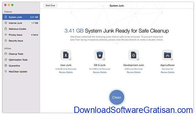 Aplikasi Pembersih Sistem Gratis untuk Mac MacClean 3
