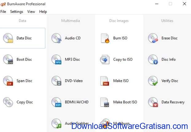 Aplikasi Pembuat ISO Gratis Terbaik BurnAware Free