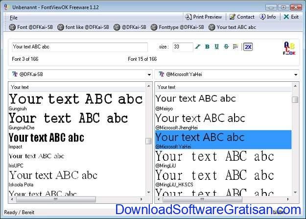 Aplikasi Penampil Font Gratis untuk PC Windows FontViewOK
