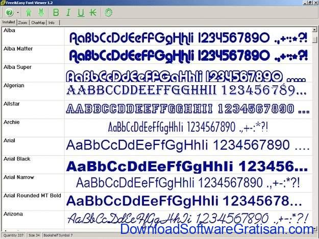 Aplikasi Penampil Font Gratis untuk PC Windows FreeEasy Font Viewer