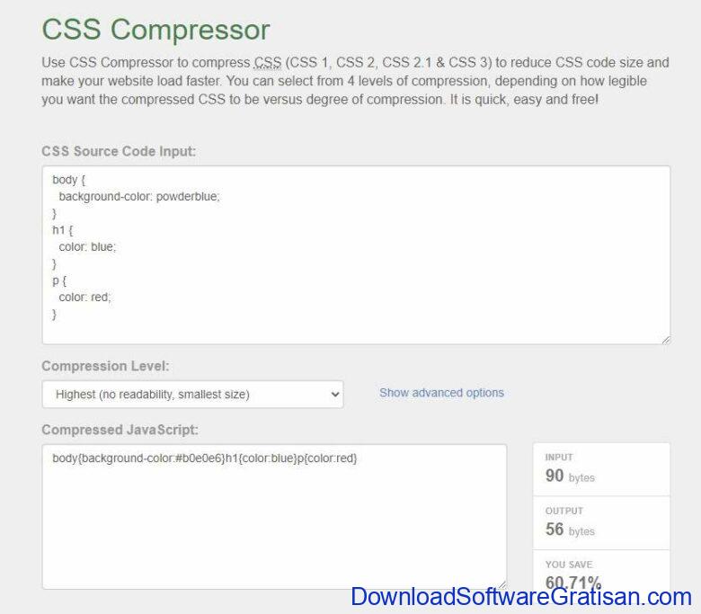 Aplikasi & Tools CSS Online Gratis Terbaik - CSS Compressor