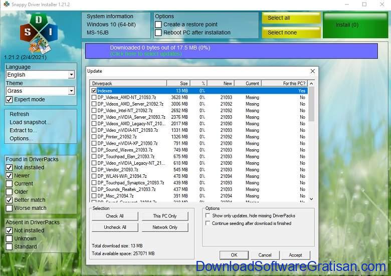 Aplikasi Update Driver PC Laptop Gratis Terbaik - DownloadSoftwareGratisanCom - Snappy Driver Installer