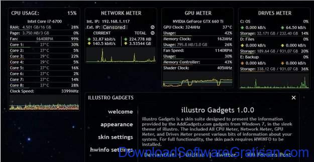 Aplikasi pemantau suhu CPU PC gratis terbaik Rainmeter