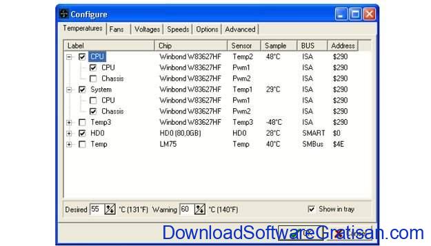 Aplikasi pemantau suhu CPU PC gratis terbaik Speedfan