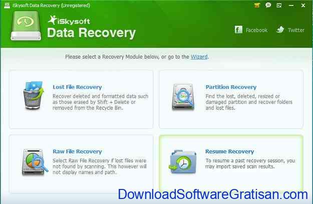 Aplikasi untuk Mengembalikan File yang Terhapus iSkysoft Data Recovery- Main Interface