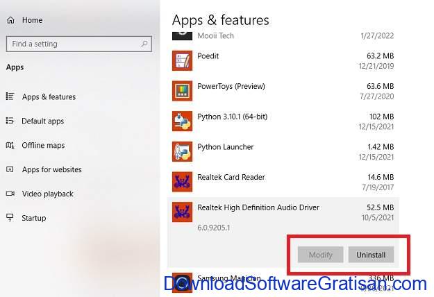 Apps & Features Unistall Driver - Cara Uninstall Driver di Windows
