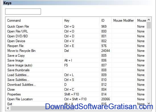 Download Media Player Classic [MPC-HC] Terbaru - Pintasan Keyboard