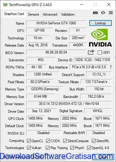 GPU-Z - Aplikasi Informasi Sistem Terbaik