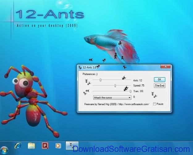 Menambahkan Semut yang Berjalan di Layar Desktop dengan 12-Ants