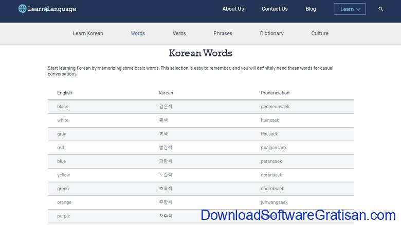 Situs Belajar Bahasa Korea Online Gratis - Learnalanguage-com