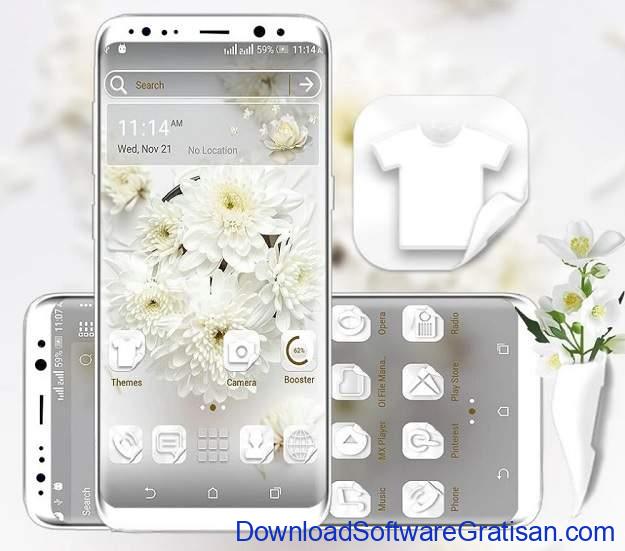 Tema Android Gratis Terbaik - White Flower Launcher Theme