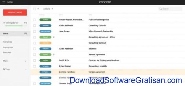 Aplikasi Online Gratis Terbaik untuk Manajemen Kontrak Concord