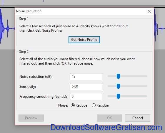 get noise profile pada audacity