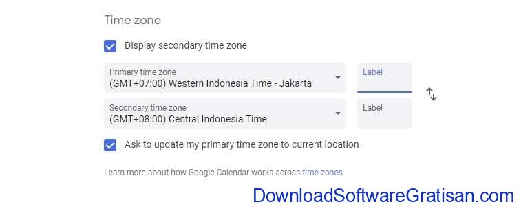 zona waktu kalender google